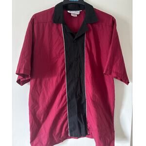 Vintage Cruisin USA Bowling Shirt Burgundy Black Button Front  Large USA